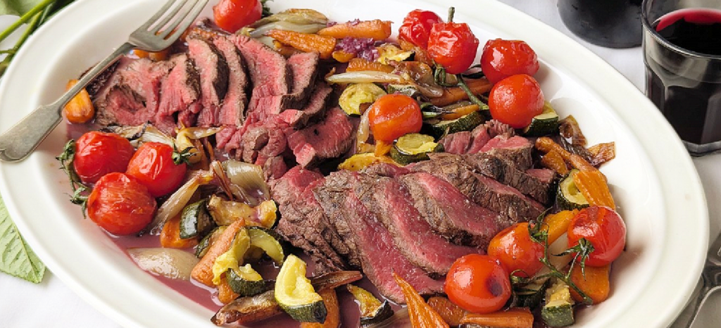 VALENTINE’S SPECIAL - GRILLED CHATEAUBRIAND WITH ROAST VEGETABLES & RED WINE SAUCE